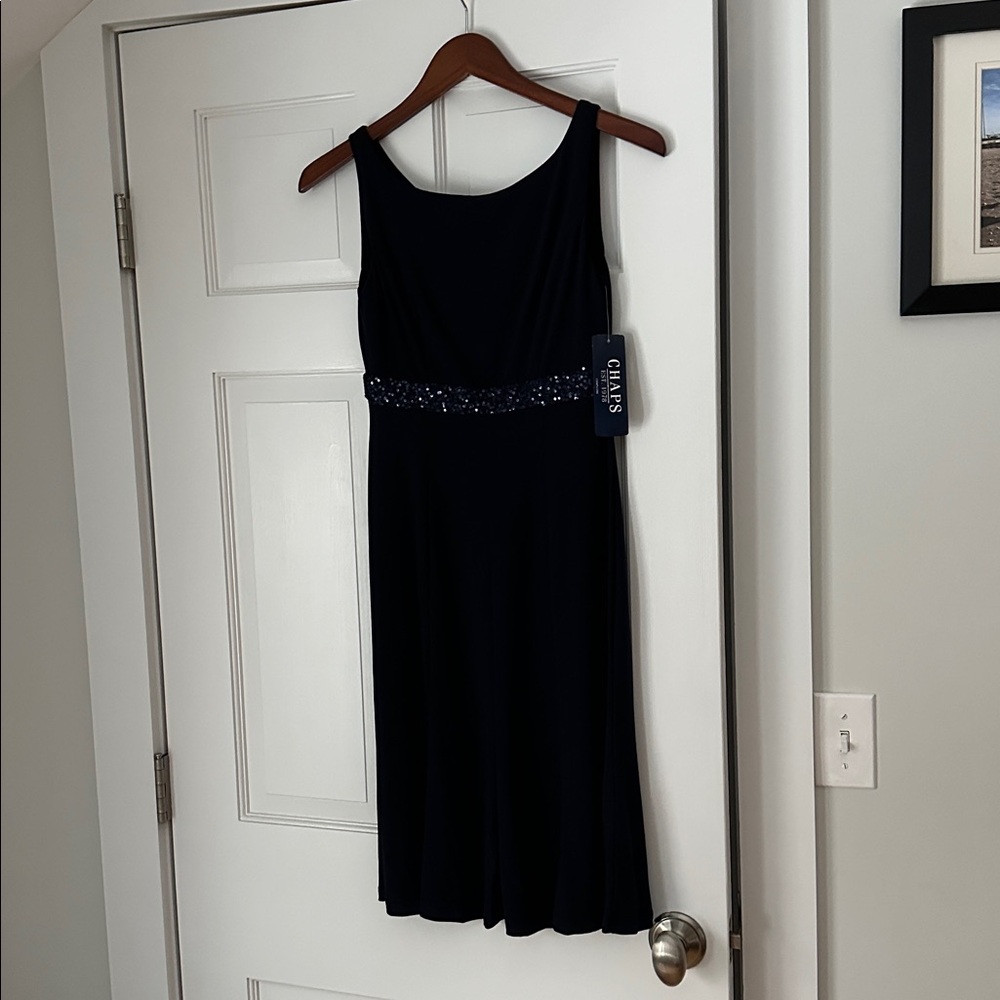 Chaps Black Maxi Dress with Embellished Waist